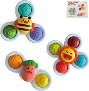 Baby & Peuter | Spinner – Fidget – Badspeelgoed – Baby Spinner – Speelgoed – 4 Stuks – Badeend – Speelgoed – Zuignap – Vrolijk – Happy – Sensorisch Speelgoed Baby & Peuter Baby & Peuter