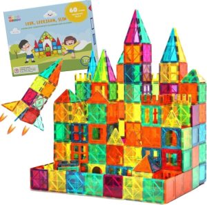 Educatief speelgoed | Tiles 60 Stuks – Magnetisch Speelgoed – Constructie Speelgoed – Stem Speelgoed Voor Kinderen – Bouwset Vanaf 3 Jaar Educatief speelgoed Educatief speelgoed