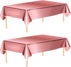 Feestartikelen | 2X Rose Goud Plastic Wegwerp Tafelkleed Set – Verjaardag Bruiloft Sweet 16 Versiering – Feest Decoratie – 274 X 137 Cm Feestartikelen Feestartikelen