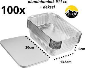 Feestartikelen | Aluminiumbakje 911L Met Deksel 100 Stuks | 200X135Mm | 901 Cc | Prep Meal | Fitness | Salade | Maaltijd | Take Away | Aluminium Bakjes Wegwerp | Aluminium Bakjes Met Deksel | Aluminium Wegwerp Bakjes | Kapsalon Bakjes | Met Video Feestartikelen Feestartikelen