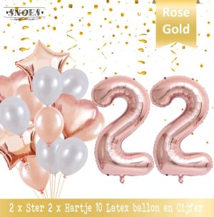 Feestartikelen | Cijfer Ballon 22 Jaar Rose Gold Pearl Boeket * Hoera 22 Jaar Verjaardag Decoratie Set Van 15 Ballonnen * 80 Cm Verjaardag Nummer Ballon * * Verjaardag Versiering * Kinderfeestje * Château Rose* Nummer Ballon 22 * Rose Feestartikelen Feestartikelen