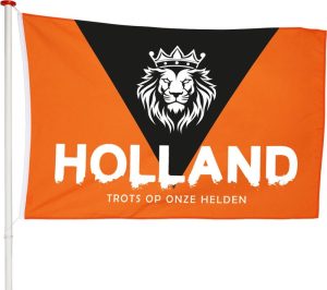 Feestartikelen | Ek Vlag Holland Trots Op Onze Helden 100X150Cm – Kwaliteitsvlag – Geschikt Voor Buiten – Versiering – Vlaggen – Voetbal – Oranje – Nederland – Ek 2024 Feestartikelen Feestartikelen