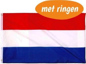 Feestartikelen | Grote Nederlandse Vlag Hollandse Driekleur – 150 X 90 Cm – Met Ringen Feestartikelen Feestartikelen