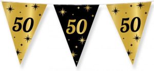 Feestartikelen | Leeftijd Verjaardag Feest Vlaggetjes 50 Jaar Geworden Zwart/Goud 10 Meter Feestartikelen Feestartikelen