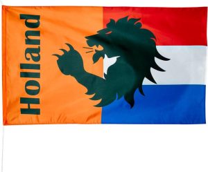 Feestartikelen | Polyester Vlag Leeuw ‘Holland’ – Voetbal – 90X150 Cm – Koningsdag – Holland – Supporter Feestartikelen Feestartikelen