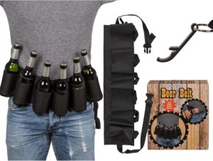 Funcadeaus | Biergordel Voor 6 Flesjes Bier – Bierfles Houder – Bier Riem Met Bieropener – Vaderdag Cadeau – Bier Cadeau Grappig – Cadeau Voor Mannen Funcadeaus Funcadeaus