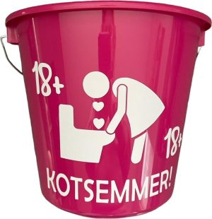 Funcadeaus | Cadeau Emmer-18+ Kotsemmer-Meisje-5 Liter-Roze-Cadeau-Geschenk-Gift-Kado-Grappig-18 Jaar Funcadeaus Funcadeaus