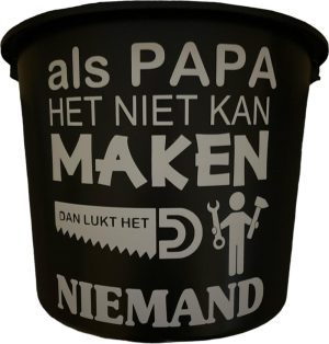 Funcadeaus | Cadeau Emmer – Als Papa Het Niet Kan Maken – 12 Liter – Zwart – Cadeau – Geschenk – Gift – Kado – Surprise – Vaderdag – Verjaardag Funcadeaus Funcadeaus