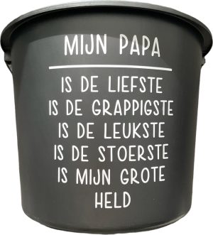 Funcadeaus | Cadeau Emmer – Mijn Papa – 12 Liter – Zwart – Cadeau – Geschenk – Gift – Kado – Surprise – Vaderdag Funcadeaus Funcadeaus