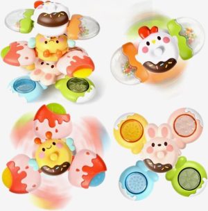 Funcadeaus | Fidget Toys – Zuignap Spinner Speelgoed – Nieuw Candy Diy Assemblage – 3 Stuks – Rammelaar – Bijtring – Fidget Spinner – Draaispeelgoed – Sensorisch Speelgoed – Baby – Badspeelgoed – Speelgoed – Badspinner – Kinderen! Funcadeaus Funcadeaus