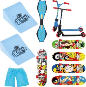 Funcadeaus | Fingerboard Skatepark Met 2 Ramps – 5 Skateboard – 1 Waveboard – 2 Steppen – Tech – Vinger – Mini – Fingerboards – Deck Funcadeaus Funcadeaus