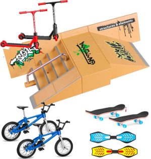 Funcadeaus | Fingerboard Starter Pakket – Mini Vinger Skateboard En Bmx – Skatepark Met Ramps – 9-Delig Funcadeaus Funcadeaus