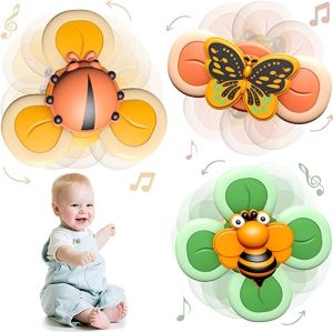 Funcadeaus | Zuignap Spinners – 3X Stuks – Motoriek Speelgoed Baby – Badeendjes – Badboekje – Kinderstoel Speeltje – Badspeeltjes- Fidget Spinner – Badspeelgoed – Badspinners – Vlinders Funcadeaus Funcadeaus