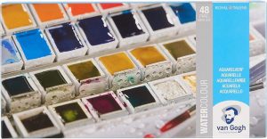 Hobby & Creatief | Aquarelverf Set In Metalen Blik Met 48 Kleuren In Halve Napjes Hobby & Creatief Hobby & Creatief