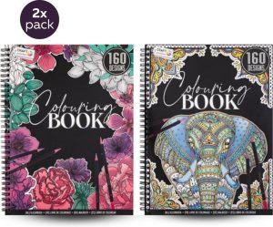 Hobby & Creatief | Colouringbook For Adults | Set Van 2 | Elk Kleurboek Voorzien Van 80 Pagina’S | Kleurboek Voor Volwassenen | 320 Designs In Totaal Hobby & Creatief Hobby & Creatief