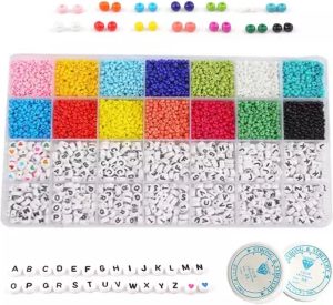 Hobby & Creatief | Kralen Sieraden Maken Pakket Set – Premium Kralen – 6000 Kleuren En Letterkralen – Alfabet Letters – Inclusief Elastiek Hobby & Creatief Hobby & Creatief