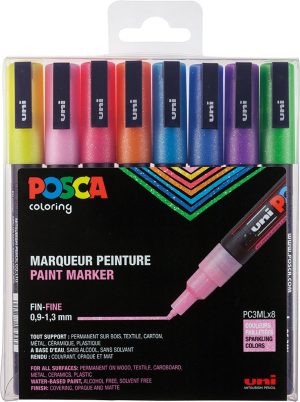 Hobby & Creatief | Paintmarker Pc-3M | Set Van 8 Markers | Glitter | Assorti Hobby & Creatief Hobby & Creatief