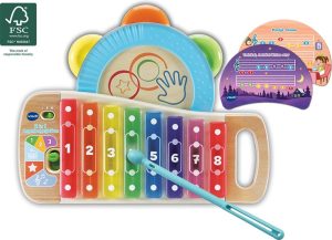 Houten speelgoed | 2 In 1 Regenboogxylofoon – Speelgoedinstrument – Muziek Xylofoon & Tamboerijn – Muziek Speelgoed Vanaf 1.5 Jaar Houten speelgoed Houten speelgoed