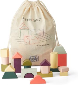 Houten speelgoed | Cute & Keppe Blokkendoos “Atelier Architect” Met 100 Houten Bouw Blokken Voor Kinderen – Houten Speelgoed Vanaf 2 Jaar – Hout Houten speelgoed Houten speelgoed