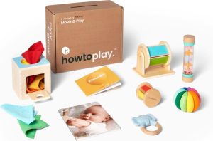 Houten speelgoed | Howtoplay Speelgoedbox 5 -6 Maanden – Move & Play – Educatief Speelgoed – Baby Speelgoed – Van De Makers Van How2Talk2Kids & Howtotalk – Playbox – Het Juiste Speelgoed Op Het Juiste Moment Houten speelgoed Houten speelgoed