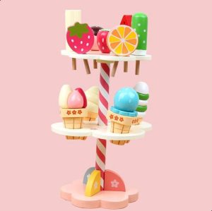 Houten speelgoed | [Op=Op | Verpakking Beschadigd] Houten Speelgoed Ijsjes En Snoepje Set- 11 Stuks – Met Houten Straberry Stand – Speelgoed Eten En Drinken – Rollenspel – Kinderen – 3 Jaar – Gift – Cadeau Houten speelgoed Houten speelgoed