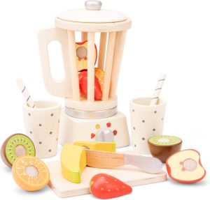 Houten speelgoed | Speelgoedkeukenmachine – Houten Speelgoed Smoothie Maker Set – Inclusief 5 Fruitsoorten Houten speelgoed Houten speelgoed