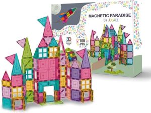 Magnetisch Speelgoed | Joyage Magnetisch Bouwspeelgoed – 100Stuks – Constructie Speelgoed Jongens – Magnetische Bouwstenen – Magnetic Tiles Magnetische Tegels Bouwstenen Knikkerbanen Knikkerbaan – Montessori Speelgoed Bouwblokken Magna Tastish – Jongens Speelgoed Kinderen Magnetisch Speelgoed Magnetisch Speelgoed