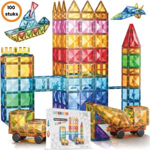 Magnetisch Speelgoed | Lardic – Magnetic Tiles – Magnetisch Speelgoed – 100Stuks – Constructiespeelgoed – Magnetische Tegels – Montessori Speelgoed – Bouwstenen Magnetisch Speelgoed Magnetisch Speelgoed