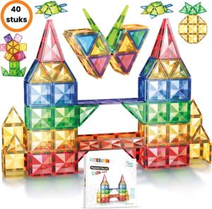 Magnetisch Speelgoed | Lardic – Magnetic Tiles – Magnetisch Speelgoed – 40 Stuks – Constructiespeelgoed – Magnetische Tegels – Montessori Speelgoed – Bouwstenen Magnetisch Speelgoed Magnetisch Speelgoed