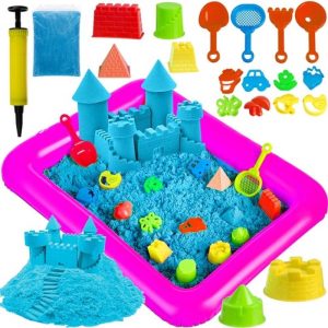 Magnetisch Speelgoed | Magic Sand, 2 Kg – Zand Voor Binnen Met Accessoires – Magnetisch Speelzand – Toverzand – 14 Vormpjes – Opblaasbare Zandbak Magnetisch Speelgoed Magnetisch Speelgoed