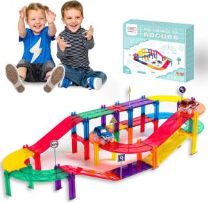 Magnetisch Speelgoed | Magnetic Tiles – Magnetische Racebaan – Autobaan – 108 Stuks – Magnetisch Bouwspeelgoed – Educatief Speelgoed – Magnetische Bouwstenen – Montessori – Stem Speelgoed Magnetisch Speelgoed Magnetisch Speelgoed