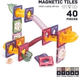 Magnetisch Speelgoed | Magnetisch Speelgoed – Magnetic Tiles – Roosly – 40Stuk – Magnetic Tiles Knikkerbaan – Montessori Speelgoed – Magnetische Bouwstenen Magnetisch Speelgoed Magnetisch Speelgoed