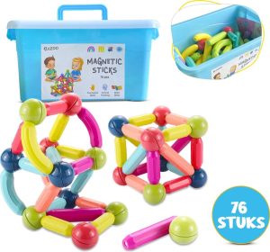 Magnetisch Speelgoed | Magnetisch Speelgoed – Montessori Magnetische Staafjes – 76 Stuks – Magnetische Bouwstenen Set – Creatieve Magnetische Bouwblokken Voor Kinderen – Magnetisch Bouwspeelgoed – Inclusief Opbergdoos Magnetisch Speelgoed Magnetisch Speelgoed