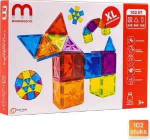 Magnetisch Speelgoed | Xl 102 Stuks – Magnetische Tegels – Magnetische Bouwstenen – Magnetisch Speelgoed – Bouwblokken – Magnetisch – Speelgoed 4 Jaar – 5 Jaar – Buitenspeelgoed – Magnetisch Bouwspeelgoed – Speelgoed Jongens & Meisjes – Kinderspeelgoed – Stem Magnetisch Speelgoed Magnetisch Speelgoed