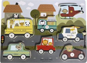 Puzzels | Houten Voertuigen Puzzel – Houten Voertuigen Puzzel Met Dieren – Houten Vormenpuzzel Met Auto’S – Houten Auto Puzzel – Houten Puzzel Vanaf 2 Jaar – Educatief Speelgoed Houten speelgoed Houten speelgoed