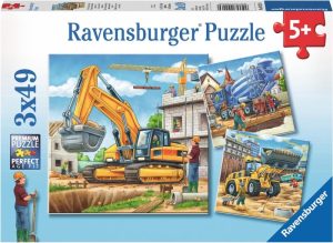 Puzzels | Puzzel Grote Bouwvoertuigen – 3X49 Stukjes – Kinderpuzzel Puzzels Puzzels