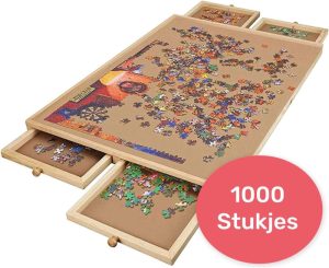 Puzzels | Puzzle – Puzzelbord Met Opbergsysteem – 4 Lades – 1000 Stukjes – Houten – Puzzeltafel – Puzzelplank – Puzzelmap – Portapuzzle – Puzzelplaat Puzzels Puzzels