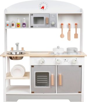 Rollenspellen | Houten Keuken Speelgoed – Speelkeuken – Kinderkeuken – Inclusief Keukengerei – 68 X 26 X 72 Cm – Wit Rollenspellen Rollenspellen