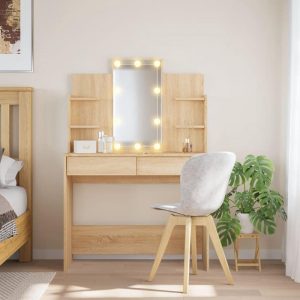 Rollenspellen | Kaptafel Met Spiegel En Verlichting – Make Up Tafel – Make Up – Toilettafel – Met Lades – Eiken Rollenspellen Rollenspellen