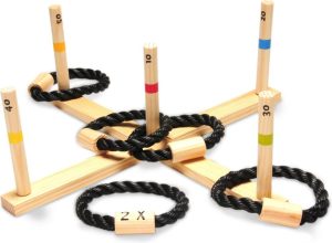 Spelen met een goed gevoel | Ringwerpen Werpspel – Buitenspeelgoed Vanaf 6 Jaar – Ring Gooien Speelgoed – Werpspel Kinderen – 5 Ringen – 50X50X10 Cm – Werpspel Hout – Spelletjes Voor Kinderen – Buiten Speelgoed – Buitenspel – Buiten Spellen – Tuin Speelgoed – Cadeau Kind Buitenspeelgoed Buitenspeelgoed