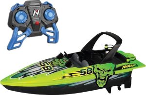 Voertuigen | Rc Boot – Speedboot – Afstand Bestuurbare Rc Boot – Water Action Tot 2,5 Km/U – Bereik To 25M – Voor Kinderen Vanaf 6 Jaar – Ca. 30 Cm – Groen Speelgoed Voertuigen