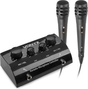 Zingen & Muziek | Karaoke Set – Av430B – 2X Karaoke Microfoon Met Mixer Met Echo Effect – Maak Van Je Stereo Set Een Echte Karaoke Set! – Zwart Speelgoed Zingen & Muziek