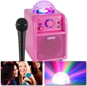 Zingen & Muziek | Karaoke Set Met Microfoon – Sbs50P – Met Bluetooth, Accu & Discobal Discolicht – Roze Speelgoed Zingen & Muziek