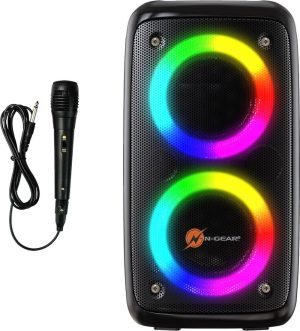 Zingen & Muziek | Lgp 23M – Draadloze Bluetooth Party Speaker – Karaoke Set – 1 Microfoon – Discoverlichting Speelgoed Zingen & Muziek