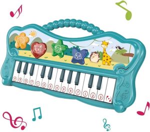 Zingen & Muziek | Speelgoed Piano – Kinder Piano – Met Usb – Maakt Dierengeluiden – Piano Met Licht En Geluid – Turquoise Speelgoed Zingen & Muziek