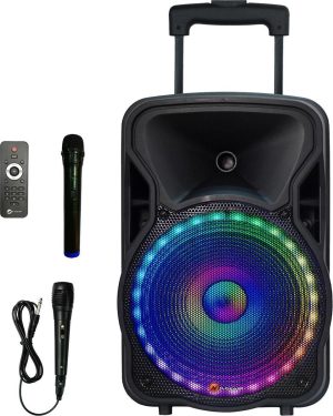 Zingen & Muziek | The Flash 1205 – Bluetooth Speaker – Karaokeset – Partybox Met 2 Microfoons – Zwart Speelgoed Zingen & Muziek