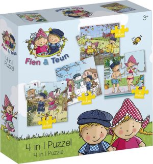 Puzzels | Fien & Teun Puzzel 4 In 1 Educatief Peuter Speelgoed – Kinderpuzzel 4X6X9X16 Stukjes Leren Puzzelen – Cadeautip Puzzel 3 Jaar En Ouder – Toys Puzzels Puzzels